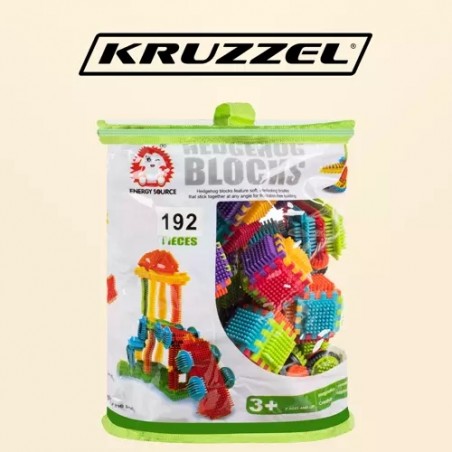 Cuburi educative pentru constructii, 192 piese multicolore, plastic, 29 x 24 x 14 cm