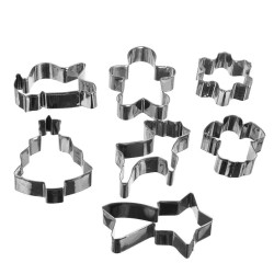 Set forme fursecuri pentru Craciun, 7 forme metalice, argintiu