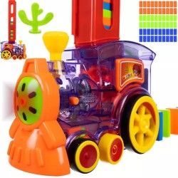 Tren interactiv pentru copii, 60 piese domino, plastic multicolor