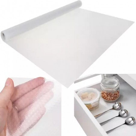 Covoras antiderapant pentru protectie sertar, impermeabil, 300 x 50 cm, alb
