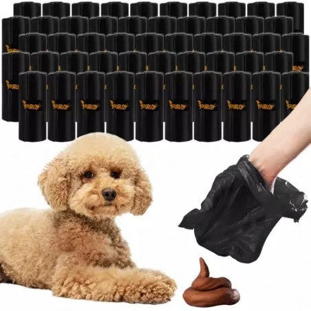 Set pungi igienice pentru caini, 1000 bucati, 22x30 cm, negru