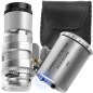 Mini microscop de buzunar, lumina LED si UV, 60X, husa piele ecologica
