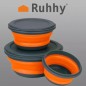 Boluri pliabile bucatarie, set 3 bucati, 0,4/0,85/1,65L, plastic/silicon, gri/portocaliu