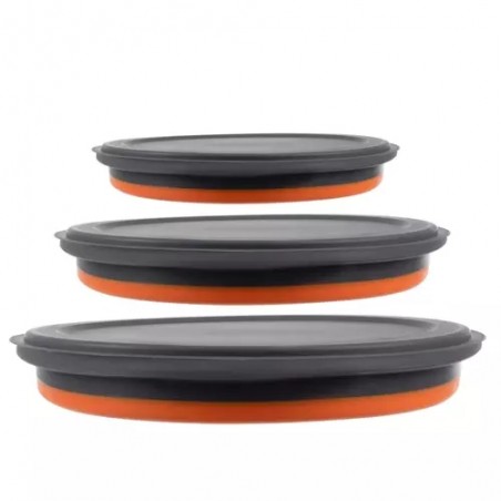 Boluri pliabile bucatarie, set 3 bucati, 0,4/0,85/1,65L, plastic/silicon, gri/portocaliu