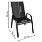 Set 4 scaune gradina, rezistenta intemperii, rezistenta UV, otel, 55x70x92 cm, negru