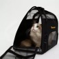 Geanta pentru transport caini/pisici, cu ventilatie, maner ergonomic, fermoar, 4 roti, curea umar reglabila, 30x25x50 cm, negru
