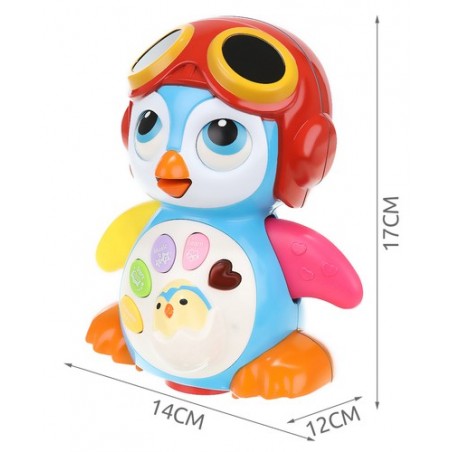Pinguin interactiv, danseaza, canta, 2 moduri functionare, educational/divertisment, efecte luminoase/sunet