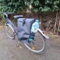 Geanta portbagaj bicicleta, 2 compartimente, impermeabila, benzi reflectorizante, 54x27x14 cm, negru