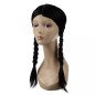 Peruca femei par sintetic, 2 codite impletite, circumferinta cap 52,7 - 57,3 cm, negru