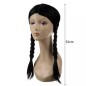 Peruca femei par sintetic, 2 codite impletite, circumferinta cap 52,7 - 57,3 cm, negru