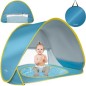 Cort de plaja cu piscina pentru copii, protectie UV, poliester, 56x56x3cm, albastru/galben Cort de plaja cu piscina pentru copii, protectie UV, poliester, 56x56x3cm, albastru/galben