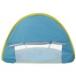 Cort de plaja cu piscina pentru copii, protectie UV, poliester, 56x56x3cm, albastru/galben