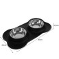Bol hranire caini/pisici 2 in 1, material antiaderent, metal/silicon, 450ml, argintiu/negru