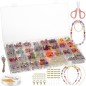 Set creativ accesorii bratari, 900 piese, margele, foarfece, diverse accesorii, multicolor