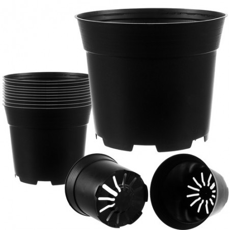 Set 10 ghivece plastic, reutilizabile, orificii scurgere, rezistenta temperaturi inalte, 2L