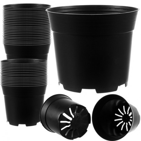 Set 50 ghivece flori, capacitate 2 litri, rezistenta temperaturi inalte, negru