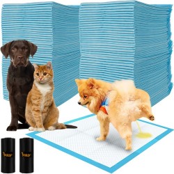 Set 100 covorase absorbante pentru caini si pisici, universale, 2 role pungi incluse, impermeabil, 60x60 cm