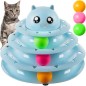 Jucarie interactiva pentru pisici, turn cu bile, 3 niveluri, 3 bile incluse, plastic, 24x24x19 cm, albastru Jucarie interactiva pentru pisici, turn cu bile, 3 niveluri, 3 bile incluse, plastic, 24x24x19 cm, albastru