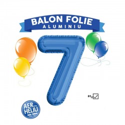 Balon cifra 7, inaltime 81 cm, folie aluminiu, albastru