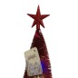 Bradut artificial de Craciun, ornament pentru masa, suport lemn, 32 cm, rosu