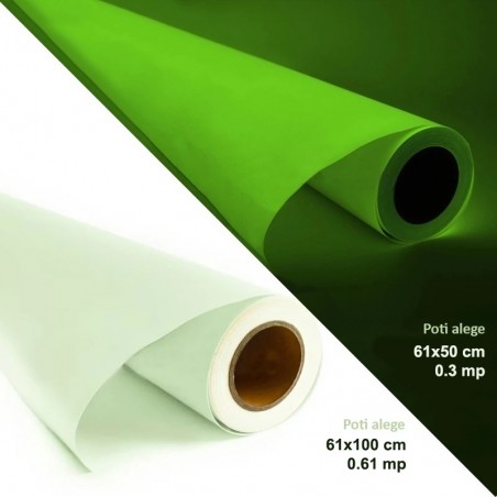 Folie fosforescenta autoadeziva, lumineaza verde, vinil, latime 61 cm