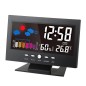 Ceas digital cu termometru si higrometru, control vocal, statie meteo, alarma, snooze, senzor de sunet, ecran LCD Ceas digital cu termometru si higrometru, control vocal, statie meteo, alarma, snooze, senzor de sunet, ecran LCD