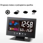 Ceas digital cu termometru si higrometru, control vocal, statie meteo, alarma, snooze, senzor de sunet, ecran LCD Ceas digital cu termometru si higrometru, control vocal, statie meteo, alarma, snooze, senzor de sunet, ecran LCD