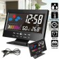 Ceas digital cu termometru si higrometru, control vocal, statie meteo, alarma, snooze, senzor de sunet, ecran LCD Ceas digital cu termometru si higrometru, control vocal, statie meteo, alarma, snooze, senzor de sunet, ecran LCD