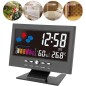 Ceas digital cu termometru si higrometru, control vocal, statie meteo, alarma, snooze, senzor de sunet, ecran LCD Ceas digital cu termometru si higrometru, control vocal, statie meteo, alarma, snooze, senzor de sunet, ecran LCD