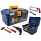 Trusa unelte constructii, 32 piese, burghiu, surubelnite, ciocan, fierastrau de mana, cutie depozitare