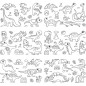 Rola autocolanta cu desene de colorat, model dinozauri, hartie, decupare si lipire, 30x300 cm