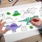 Rola autocolanta cu desene de colorat, model dinozauri, hartie, decupare si lipire, 30x300 cm