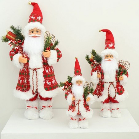 Set 3 figurine decorative Mos Craciun, inaltimi diferite, ornamente pentru interior