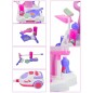 Set aspirator cu 11 accesorii curatenie pentru copii, sunete realiste, carucior roz