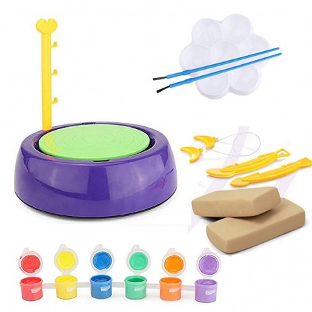 Roata olarului, jucarie educationala pentru copii, set multiple piese, 2 intensitati viteza, vopsele decorat