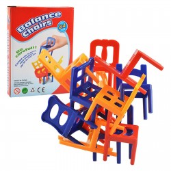 Joc de echilibru si constructie, scaune colorate, 24 bucati