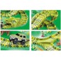 Pista circuit masinute, Dino Park, 8 dinozauri, masinuta electrica Off-road, 240 piese flexibile pentru pista