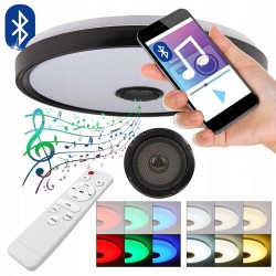 Plafoniera LED RGB 72W, telecomanda, Bluetooth, melodii, control volum si intensitate lumina, Android si iOS, 50 cm