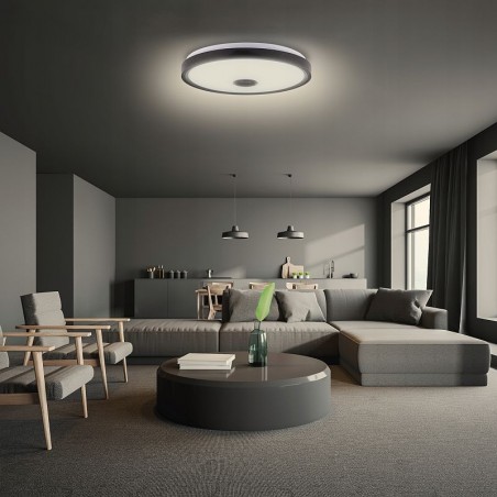 Plafoniera LED RGB 72W, telecomanda, Bluetooth, melodii, control volum si intensitate lumina, Android si iOS, 50 cm