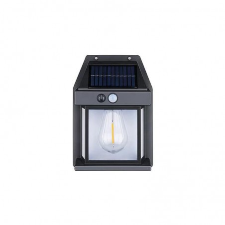 Lampa LED solara, senzor miscare, autonomie 8 ore, 3000K, 12 x 5.8 x 17 cm, IP44