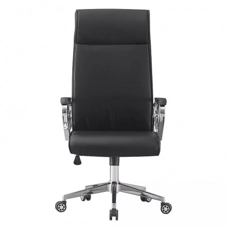 Scaun ergonomic de birou, inaltime reglabila 122-130 cm, piele ecologica, baza otel cromat, negru