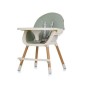 Scaun de masa 3 in 1, tavita dubla, husa detasabila, suport reglabil picioare, piele ecologica, alb si verde menta Scaun de masa 3 in 1, tavita dubla, husa detasabila, suport reglabil picioare, piele ecologica, alb si verde menta