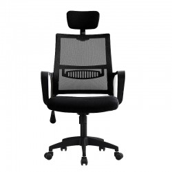 Scaun ergonomic rotativ, inaltime reglabila, tetiera integrata, mesh si burete, 48.5x50x118 cm, negru