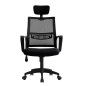 Scaun ergonomic rotativ, inaltime reglabila, tetiera integrata, mesh si burete, 48.5x50x118 cm, negru Scaun ergonomic rotativ, inaltime reglabila, tetiera integrata, mesh si burete, 48.5x50x118 cm, negru