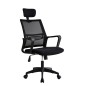 Scaun ergonomic rotativ, inaltime reglabila, tetiera integrata, mesh si burete, 48.5x50x118 cm, negru Scaun ergonomic rotativ, inaltime reglabila, tetiera integrata, mesh si burete, 48.5x50x118 cm, negru