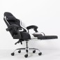 Scaun ergonomic pentru gaming, suport lombar, spatar rabatabil, tetiere, cotiere, inaltime reglabila 122-130 cm, alb negru
