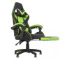 Scaun gaming, ergonomic, suport lombar, suport retractabil picioare, spatar rabatabil, inaltime reglabila, negru verde