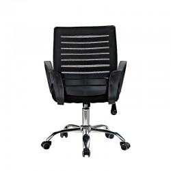 Scaun ergonomic de birou, inaltime reglabila 87-97 cm, rotativ, baza otel cromat, manere, negru