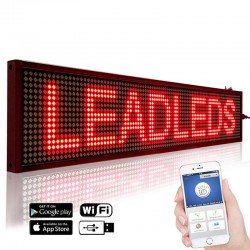 Reclama luminoasa LED, 100x20 cm, de exterior, text personalizabil rosu, port USB, WiFi