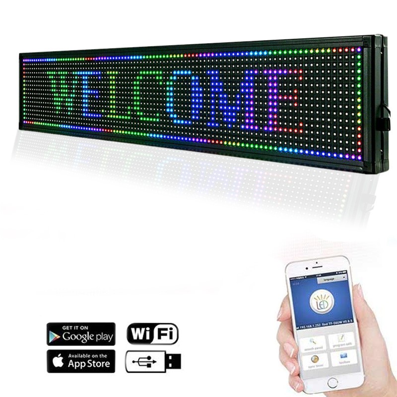 Reclama luminoasa LED SMD RGB 100x20 cm, text, imagini, animatii, USB si WiFi